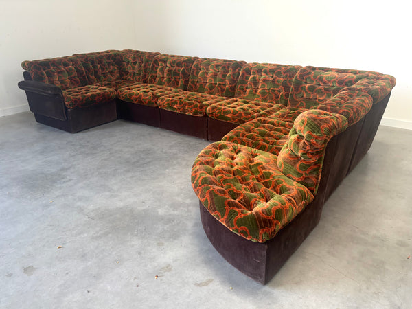 Large 1970s modular sectional lounge sofa
