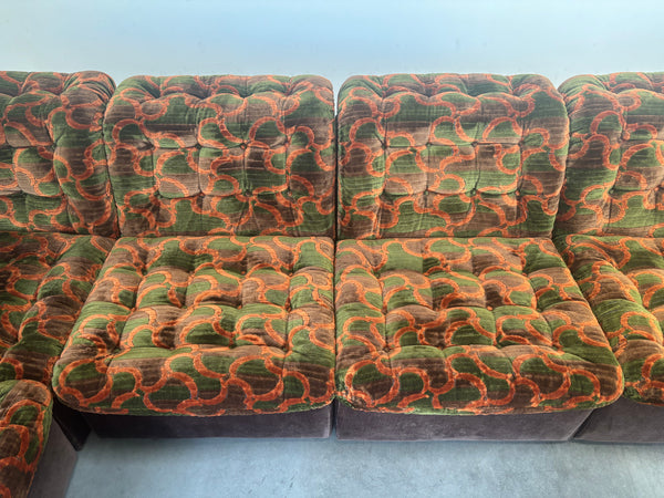 Large 1970s modular sectional lounge sofa