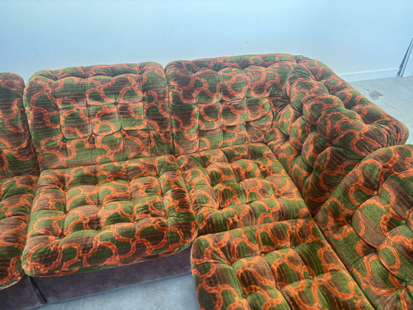 Large 1970s modular sectional lounge sofa