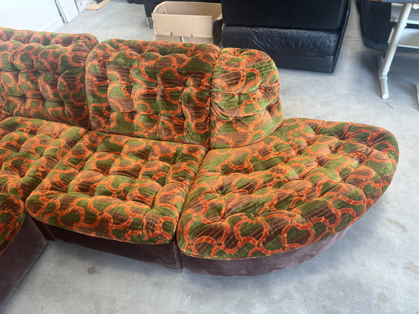 Large 1970s modular sectional lounge sofa