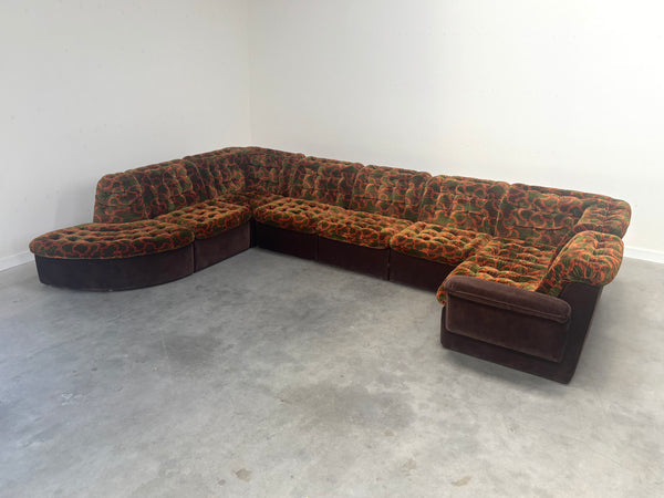 Large 1970s modular sectional lounge sofa