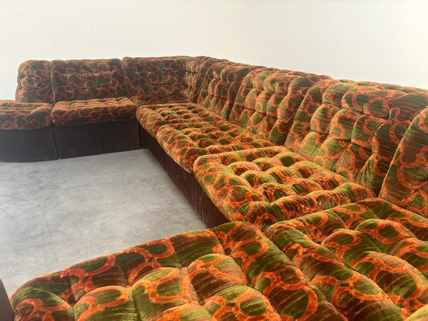 Large 1970s modular sectional lounge sofa