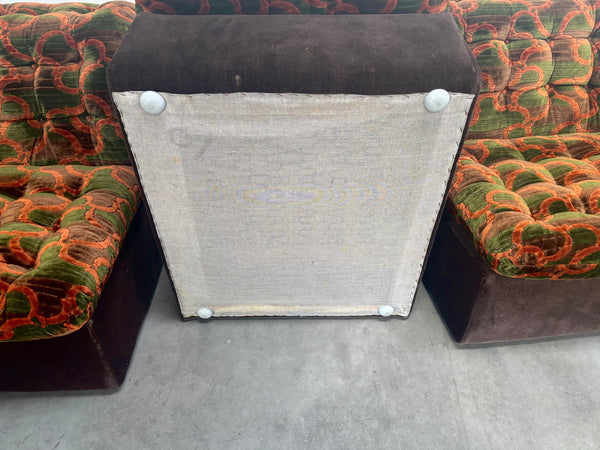 Large 1970s modular sectional lounge sofa
