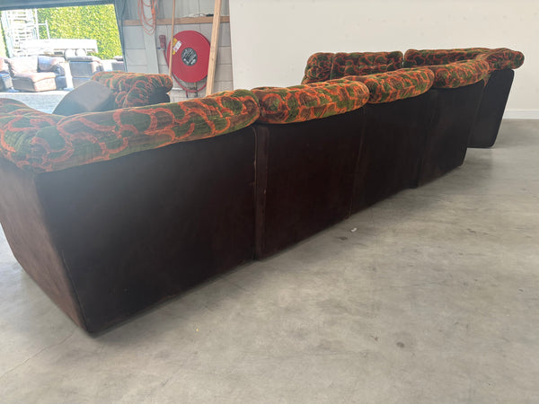 Large 1970s modular sectional lounge sofa