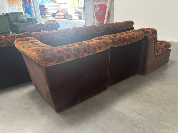 Large 1970s modular sectional lounge sofa