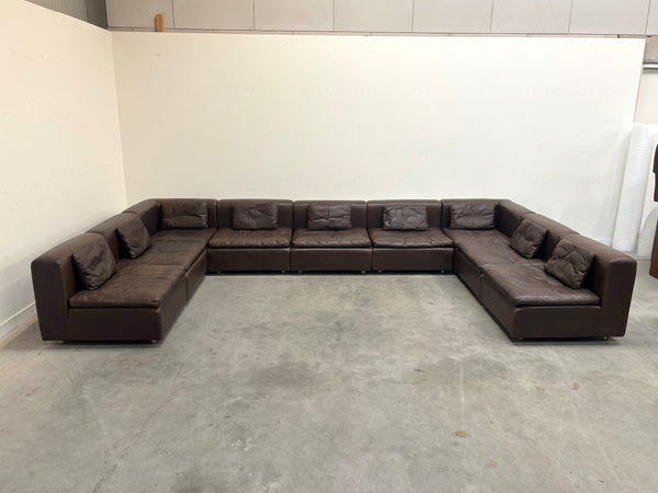 Large leather modular lounge sofa, 1970s