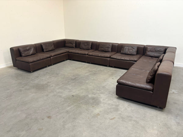 Large leather modular lounge sofa, 1970s
