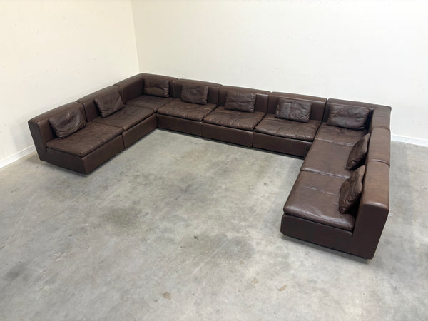 Large leather modular lounge sofa, 1970s