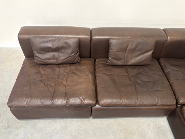 Large leather modular lounge sofa, 1970s