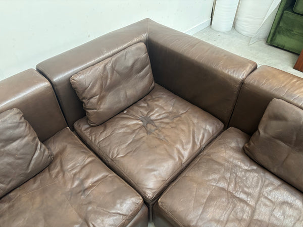 Large leather modular lounge sofa, 1970s