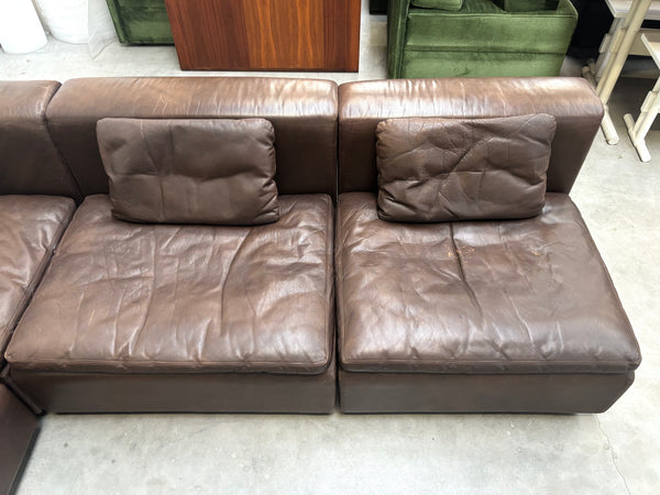 Large leather modular lounge sofa, 1970s