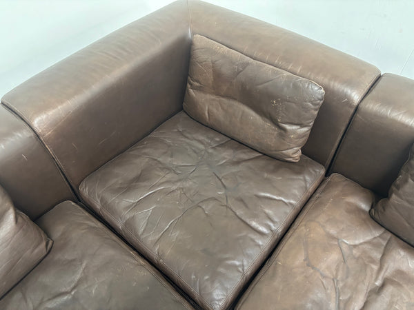 Large leather modular lounge sofa, 1970s