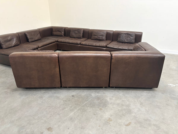 Large leather modular lounge sofa, 1970s