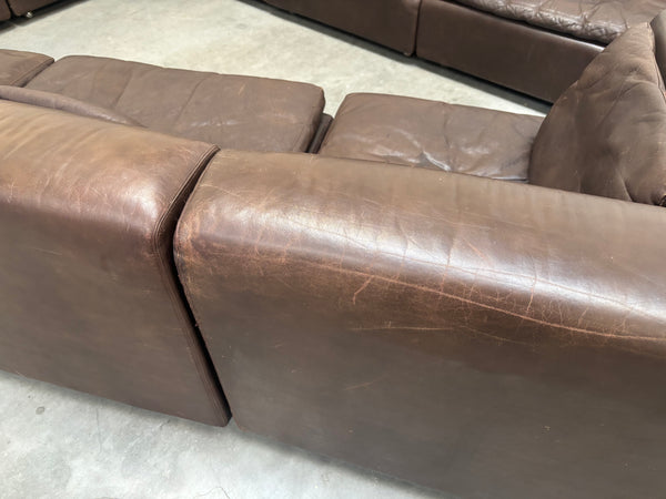 Large leather modular lounge sofa, 1970s