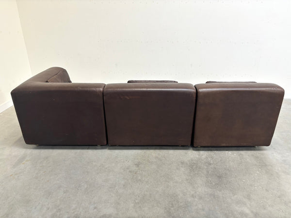 Large leather modular lounge sofa, 1970s