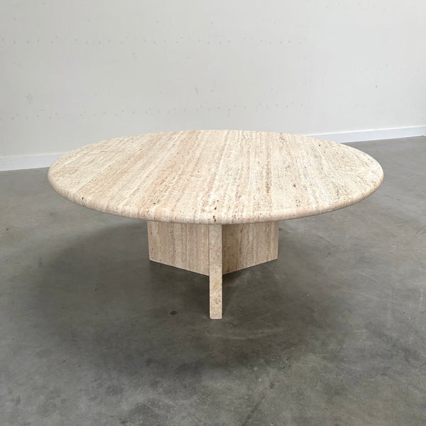 Round travertine coffee table, 1970s