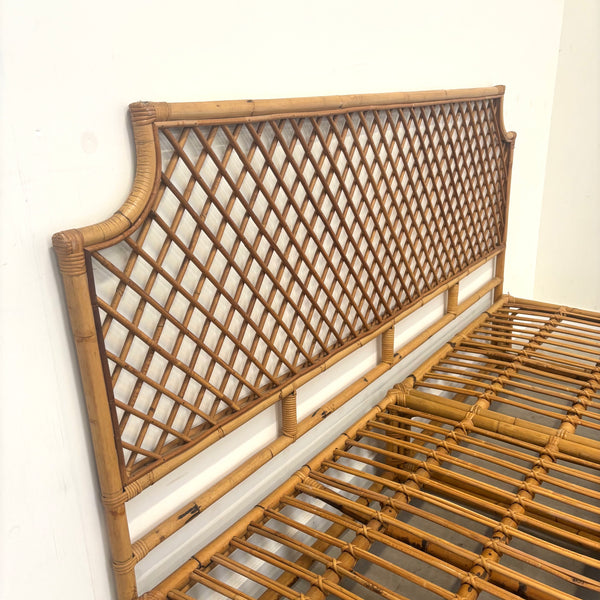 Vintage bamboo double bed, 1970s