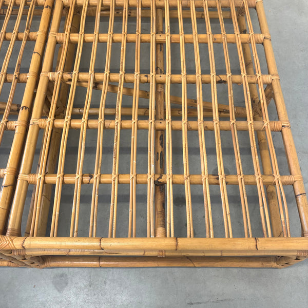 Vintage bamboo double bed, 1970s