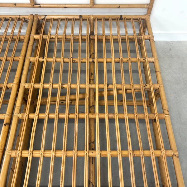 Vintage bamboo double bed, 1970s