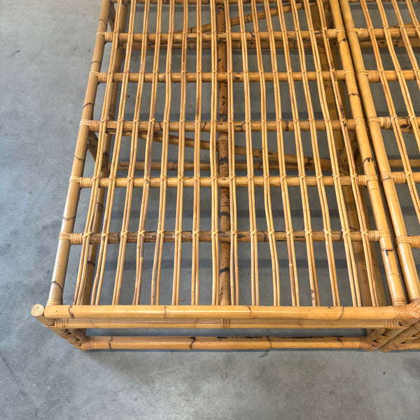 Vintage bamboo double bed, 1970s