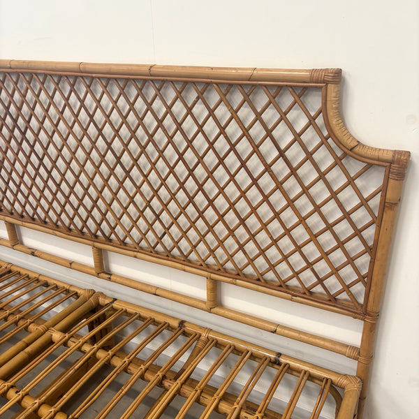 Vintage bamboo double bed, 1970s
