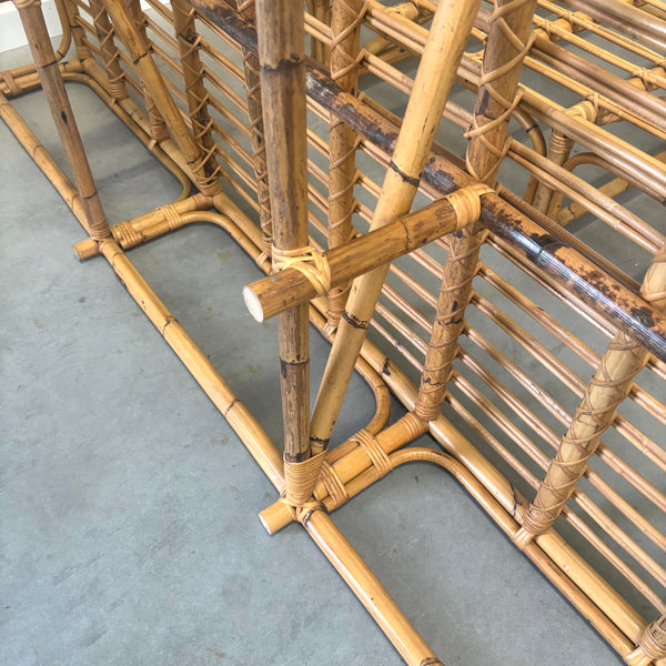 Vintage bamboo double bed, 1970s