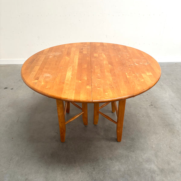 XXL solid alder wood dining table; round, oval