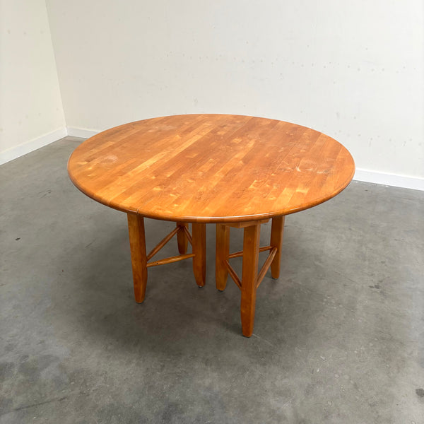 XXL solid alder wood dining table; round, oval
