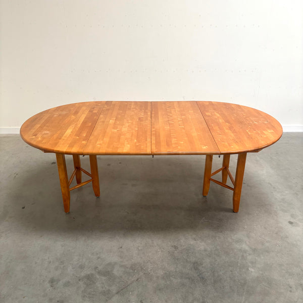 XXL solid alder wood dining table; round, oval