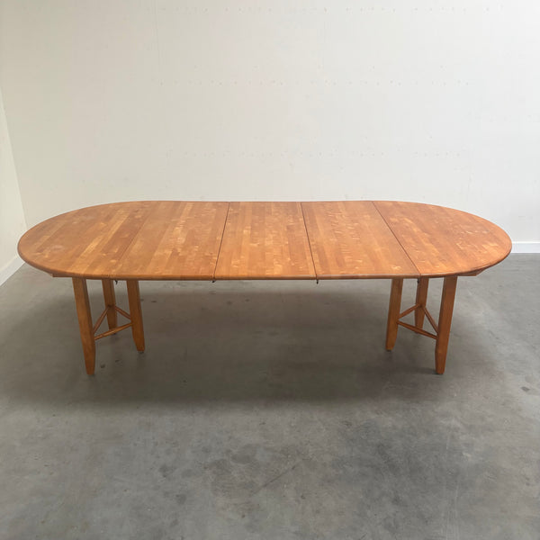 XXL solid alder wood dining table; round, oval