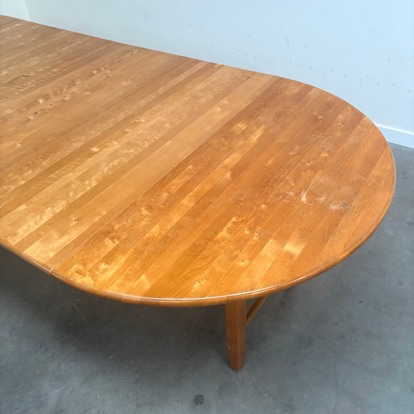 XXL solid alder wood dining table; round, oval