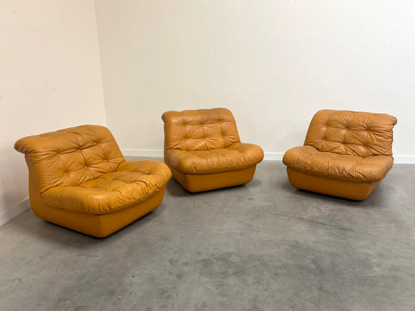 Set of three vintage lounge chairs, 1970s