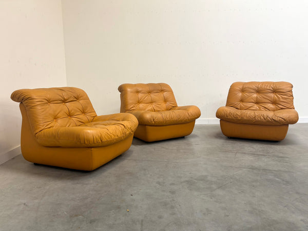 Set of three vintage lounge chairs, 1970s