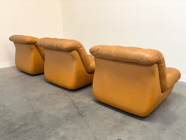 Set of three vintage lounge chairs, 1970s