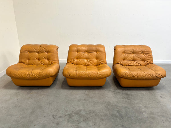 Set of three vintage lounge chairs, 1970s