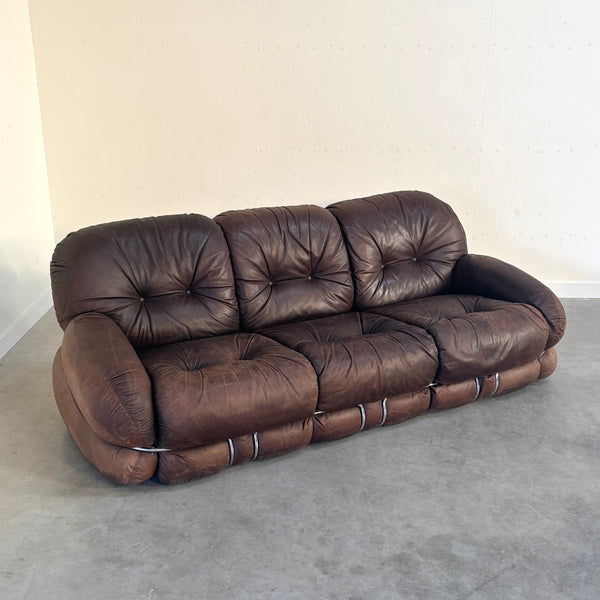Leather Okay sofa by Adriano Piazzesi, Italy 1970s