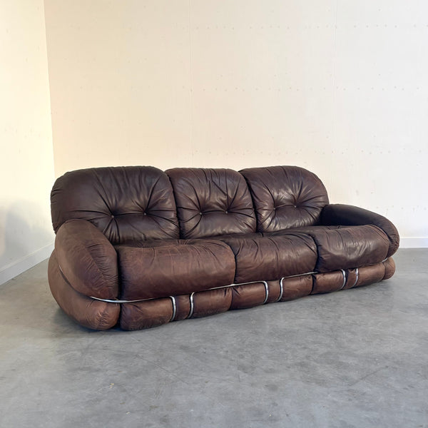 Leather Okay sofa by Adriano Piazzesi, Italy 1970s