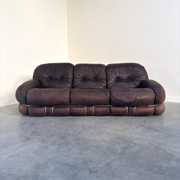 Leather Okay sofa by Adriano Piazzesi, Italy 1970s