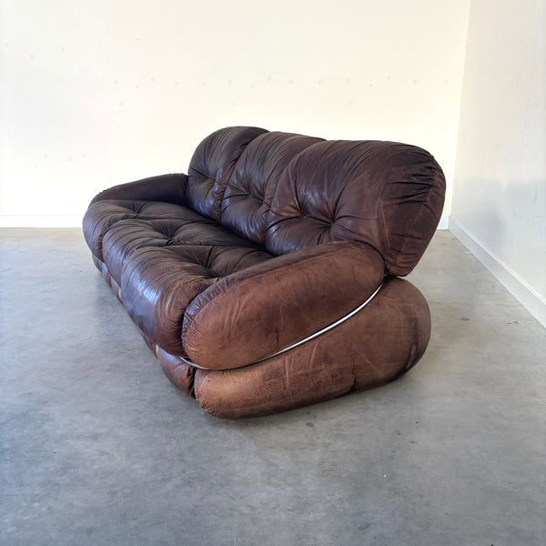 Leather Okay sofa by Adriano Piazzesi, Italy 1970s