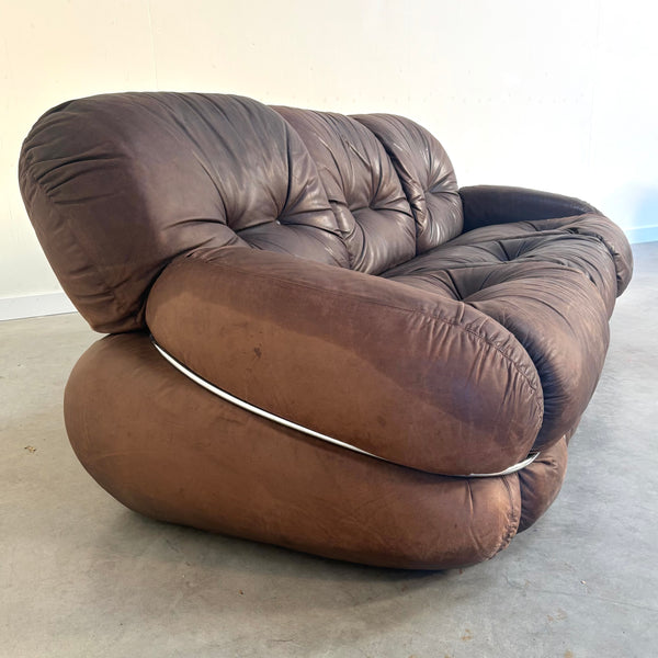 Leather Okay sofa by Adriano Piazzesi, Italy 1970s