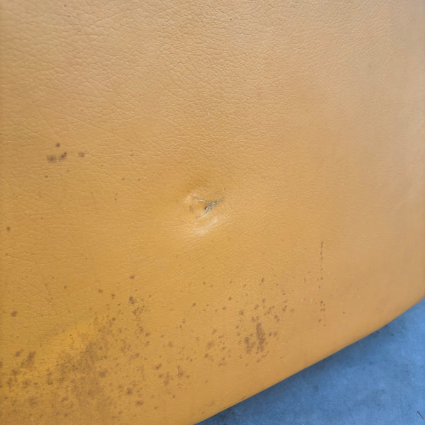 Large vintage padded lounge sofa with hocker, 1970s