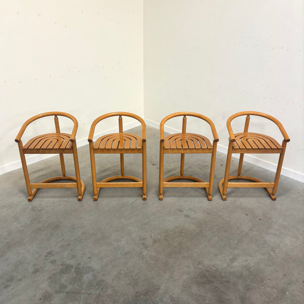 Set of four Allmilmö bar stools, 1980s