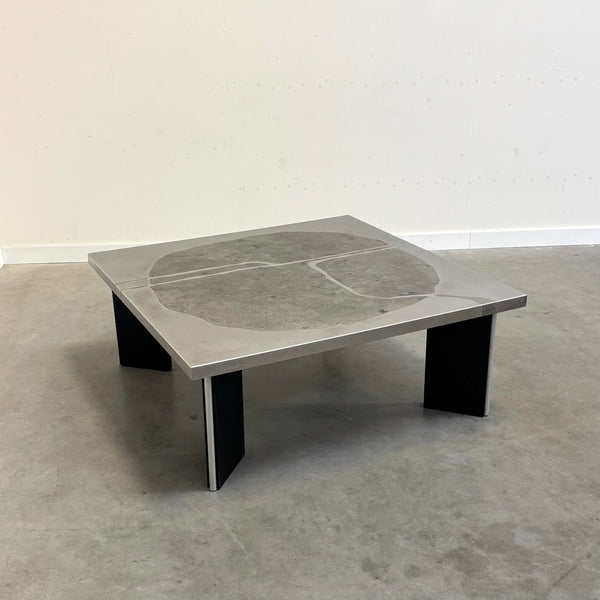 Heinz Lilienthal etched stainless steel coffee table, 1970s
