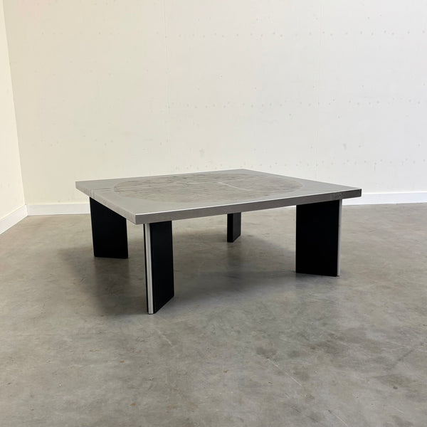 Heinz Lilienthal etched stainless steel coffee table, 1970s