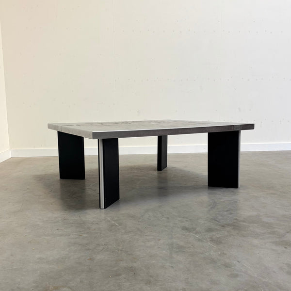 Heinz Lilienthal etched stainless steel coffee table, 1970s