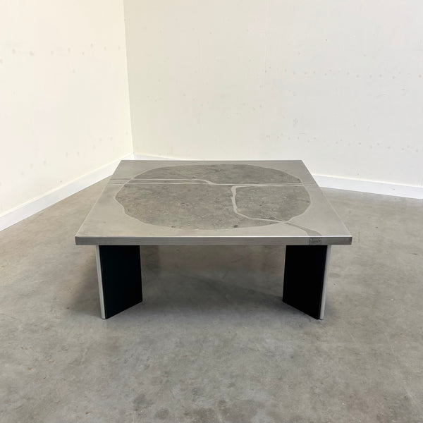 Heinz Lilienthal etched stainless steel coffee table, 1970s