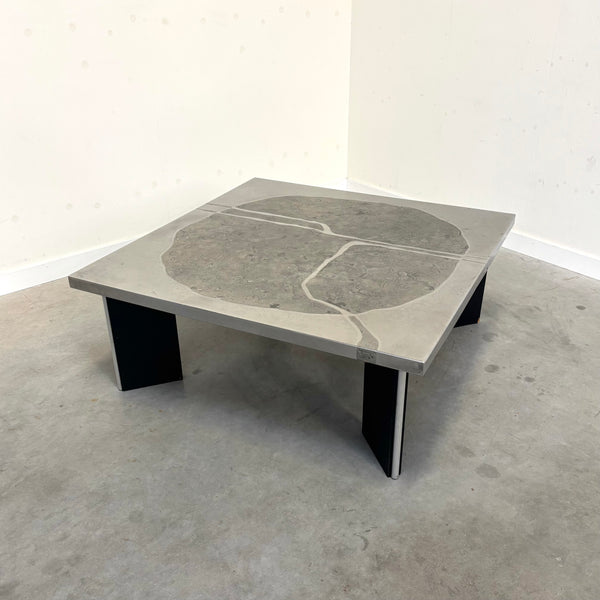 Heinz Lilienthal etched stainless steel coffee table, 1970s