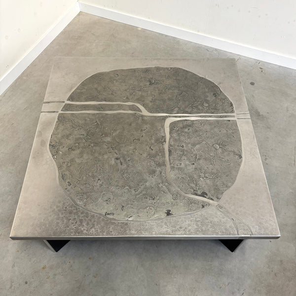 Heinz Lilienthal etched stainless steel coffee table, 1970s