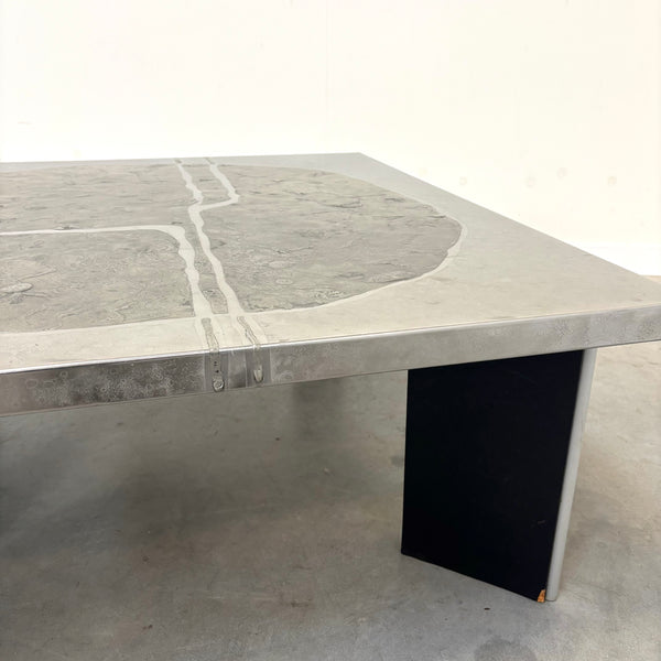 Heinz Lilienthal etched stainless steel coffee table, 1970s
