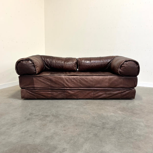 Vintage leather sofa / daybed, 1970s